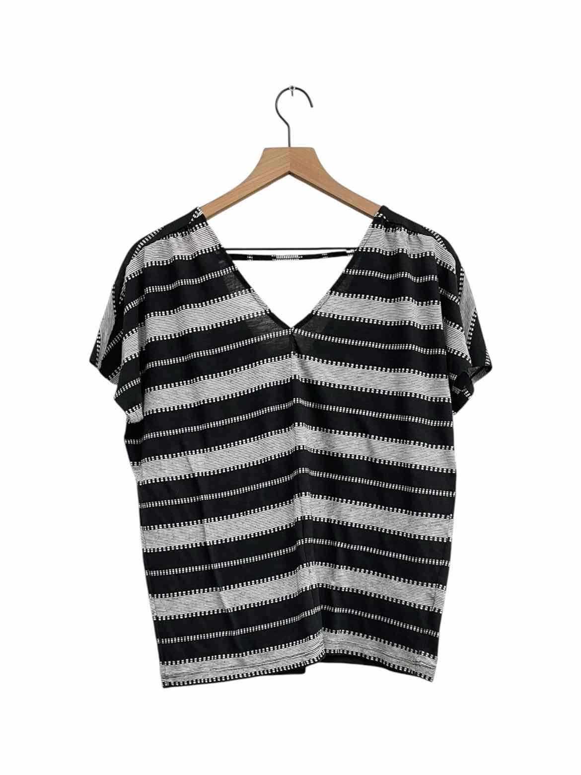 OLD NAVY women's black and white striped medium top