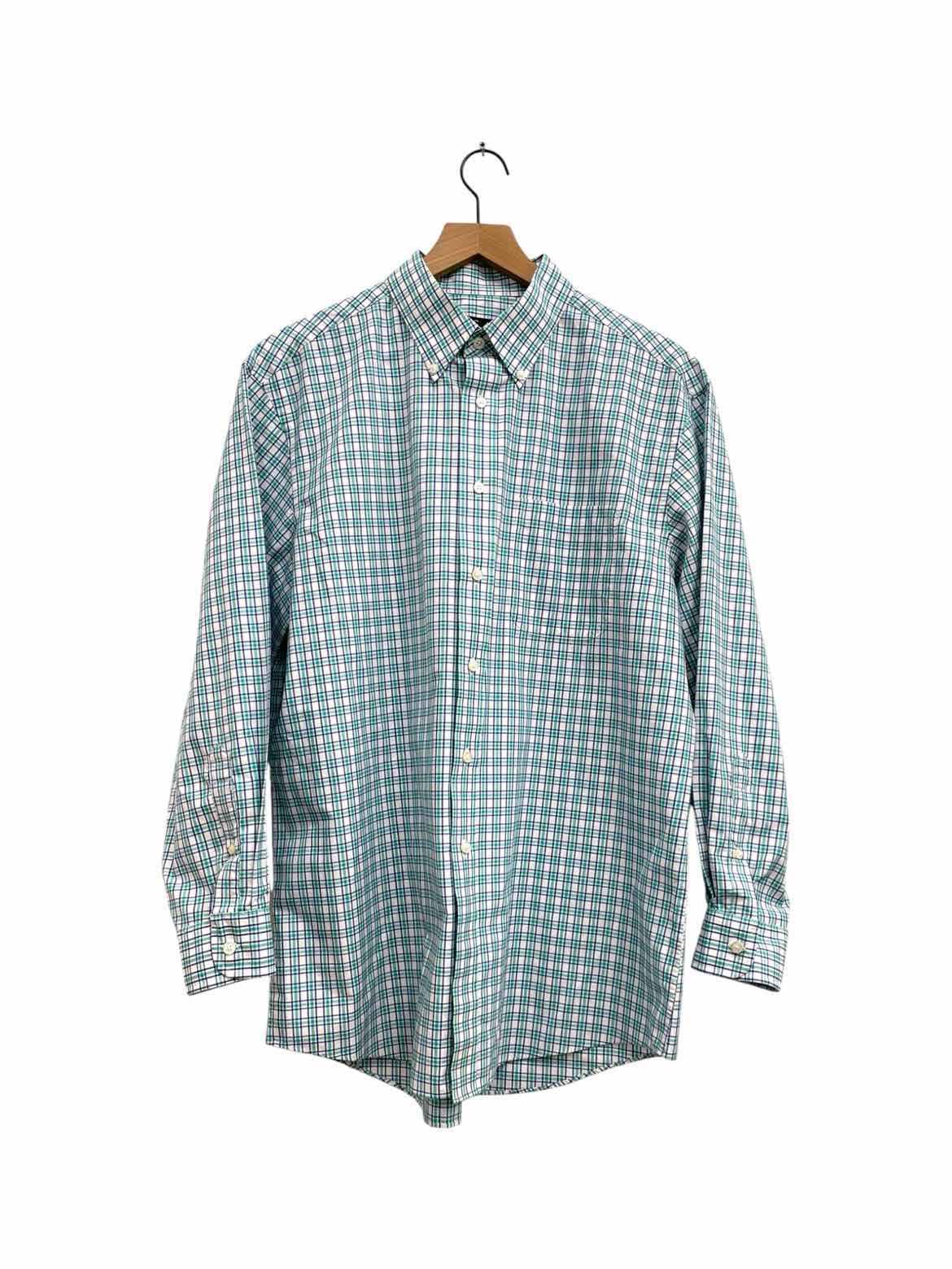 JOS. A. BANK aqua white blue plaid men's shirt size large