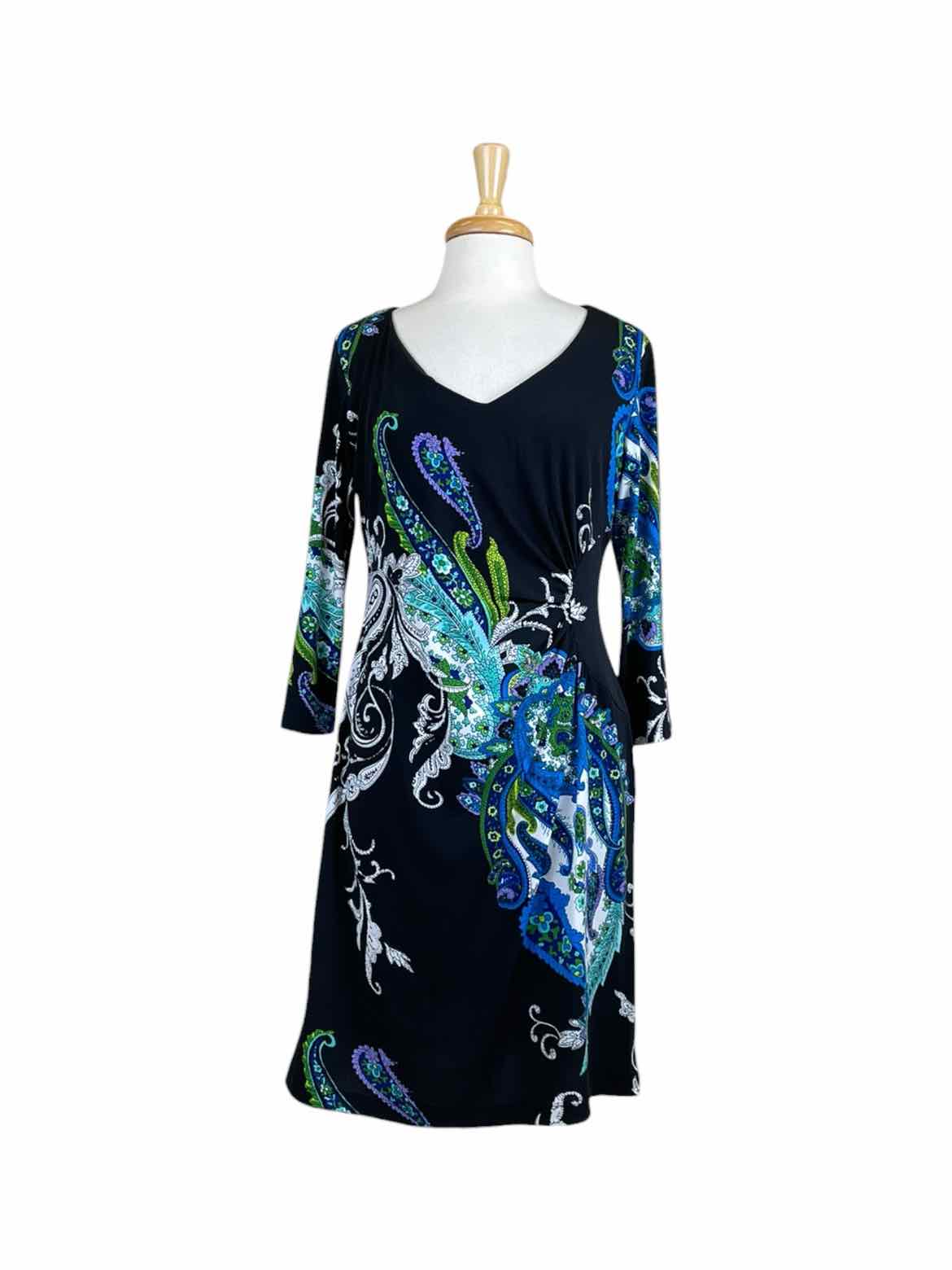 RONNI NICOLE BLK/BLU/GRN Floral Women Size 10 Dress