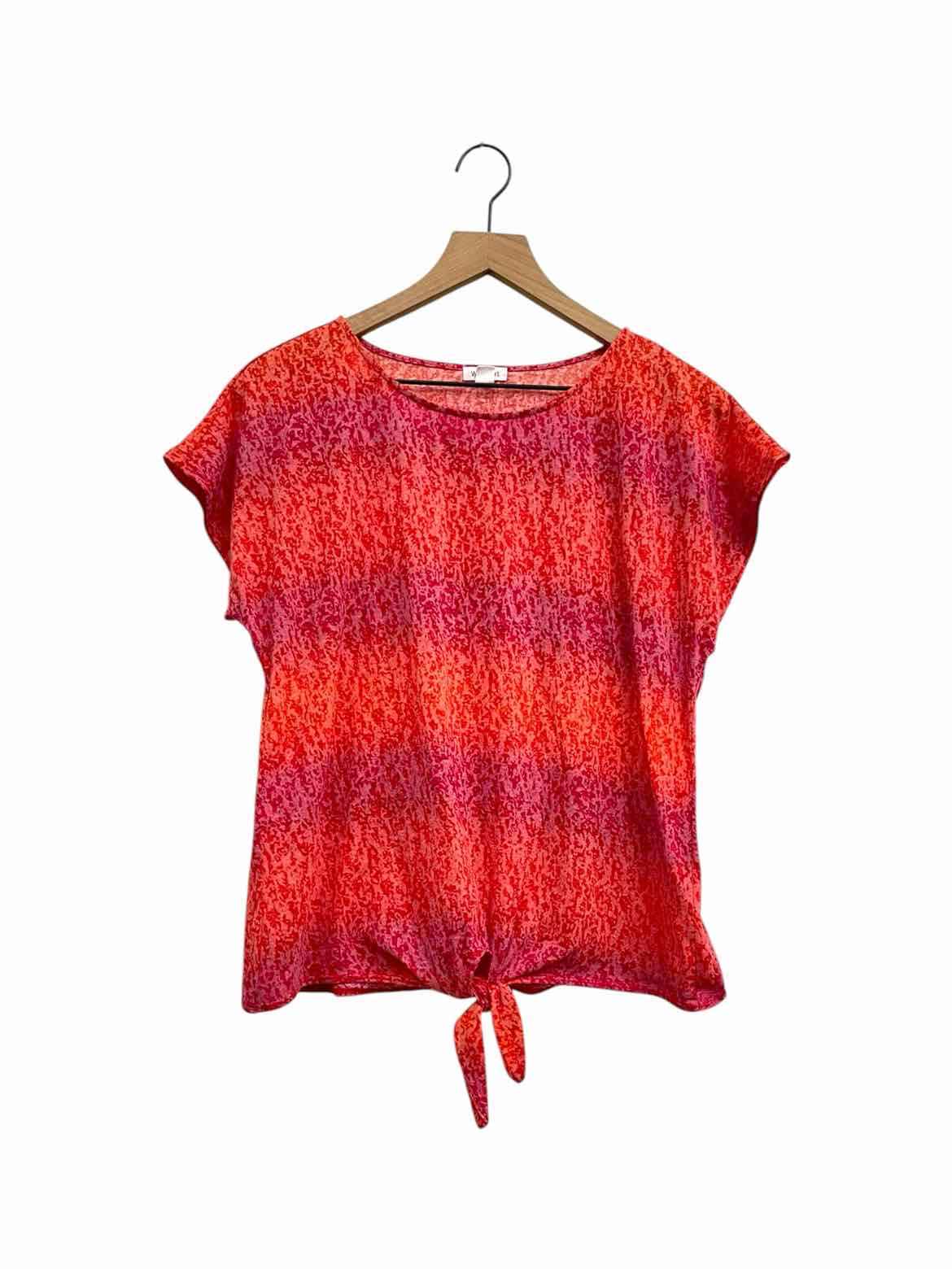 WESTPORT red and orange floral scroll women's size L top
