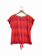 WESTPORT red and orange floral scroll women's size L top