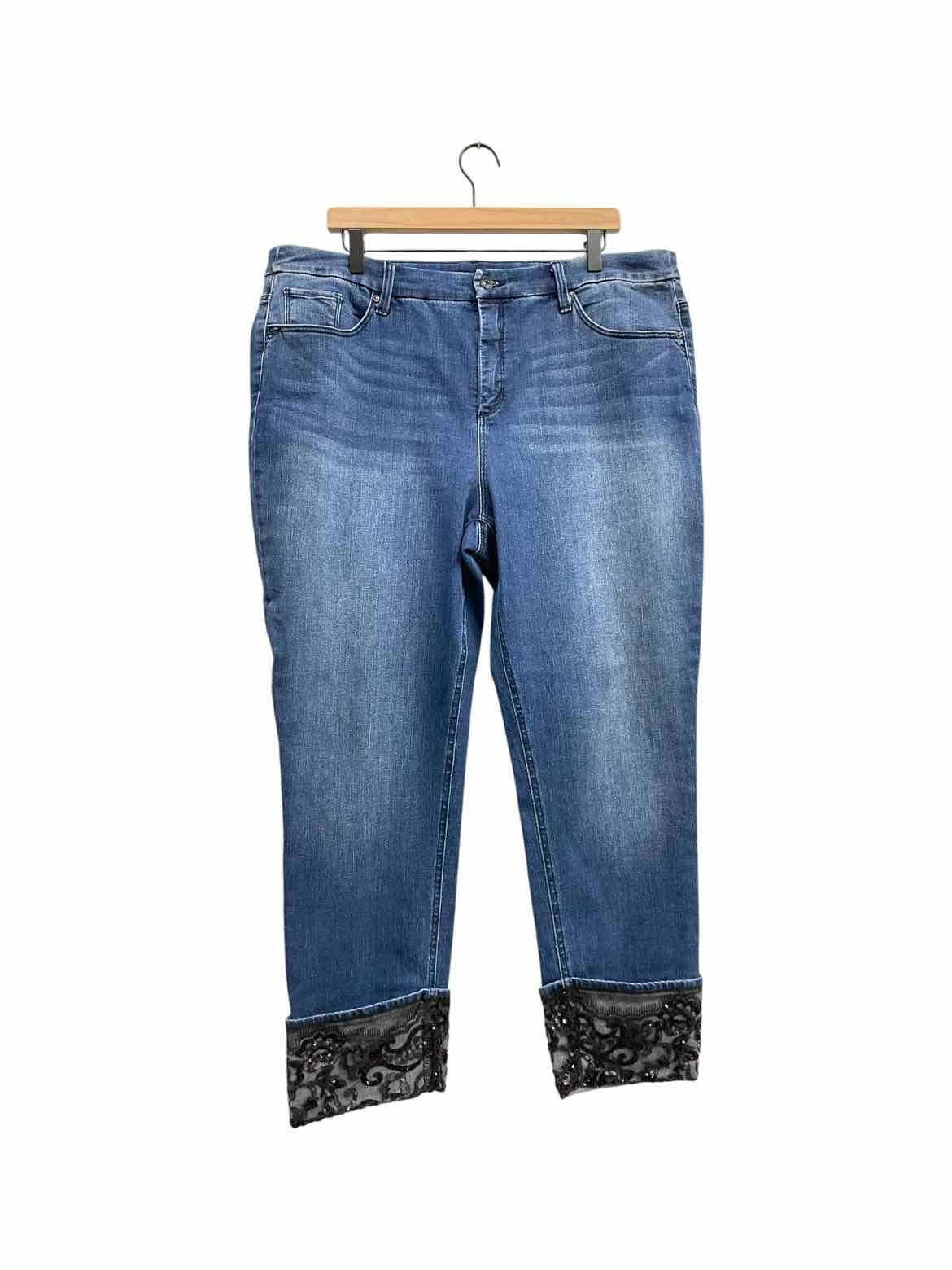 SO SLIMMING DEN/BLK lace sequins women's size 16 jeans