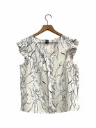 SHEIN white and black wavy lines blouse women size M junior