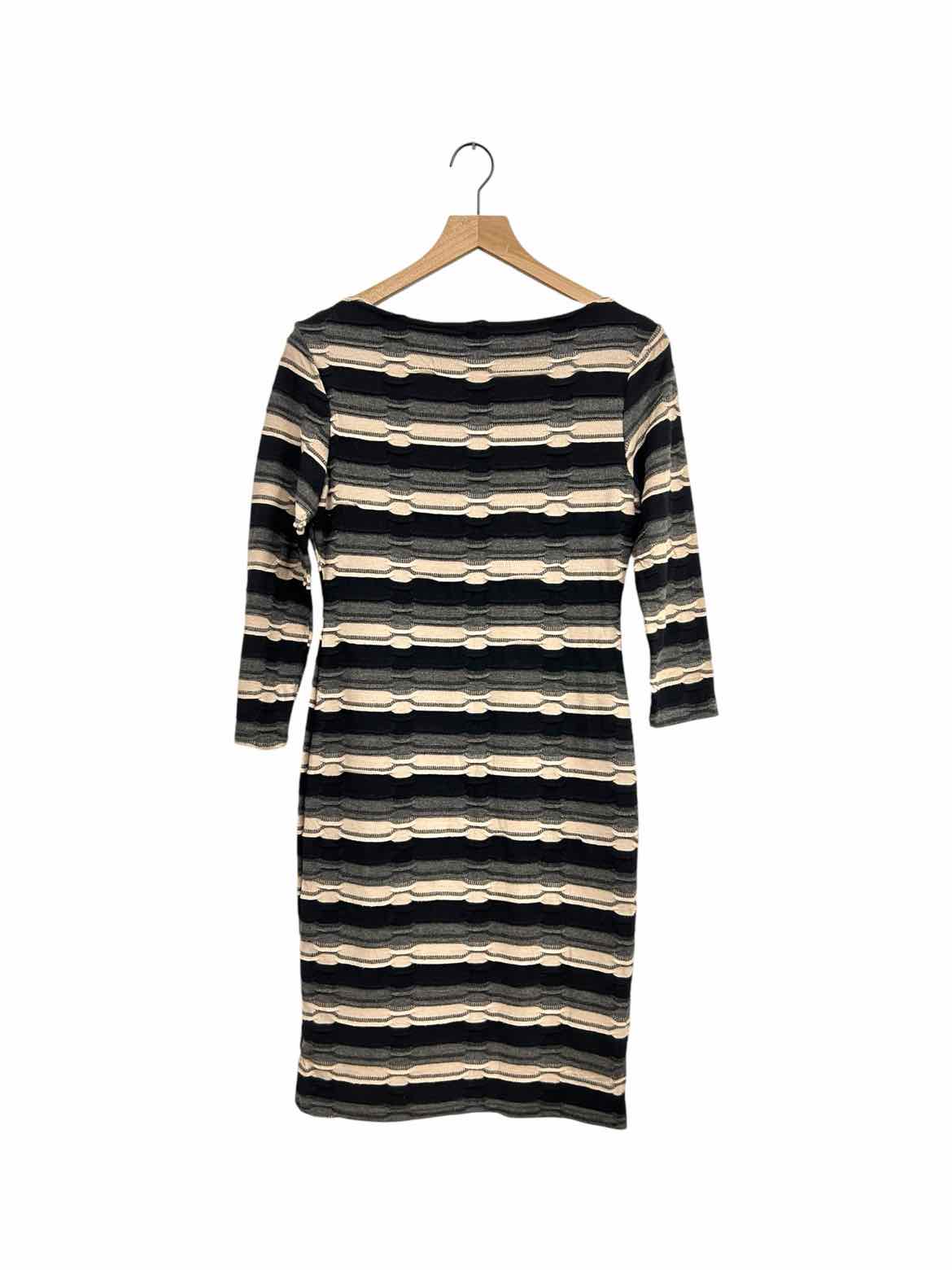SHARAGANO BLK/GRY/TAN STRIPES Women Size 6 Dress – The Family Consignment Store