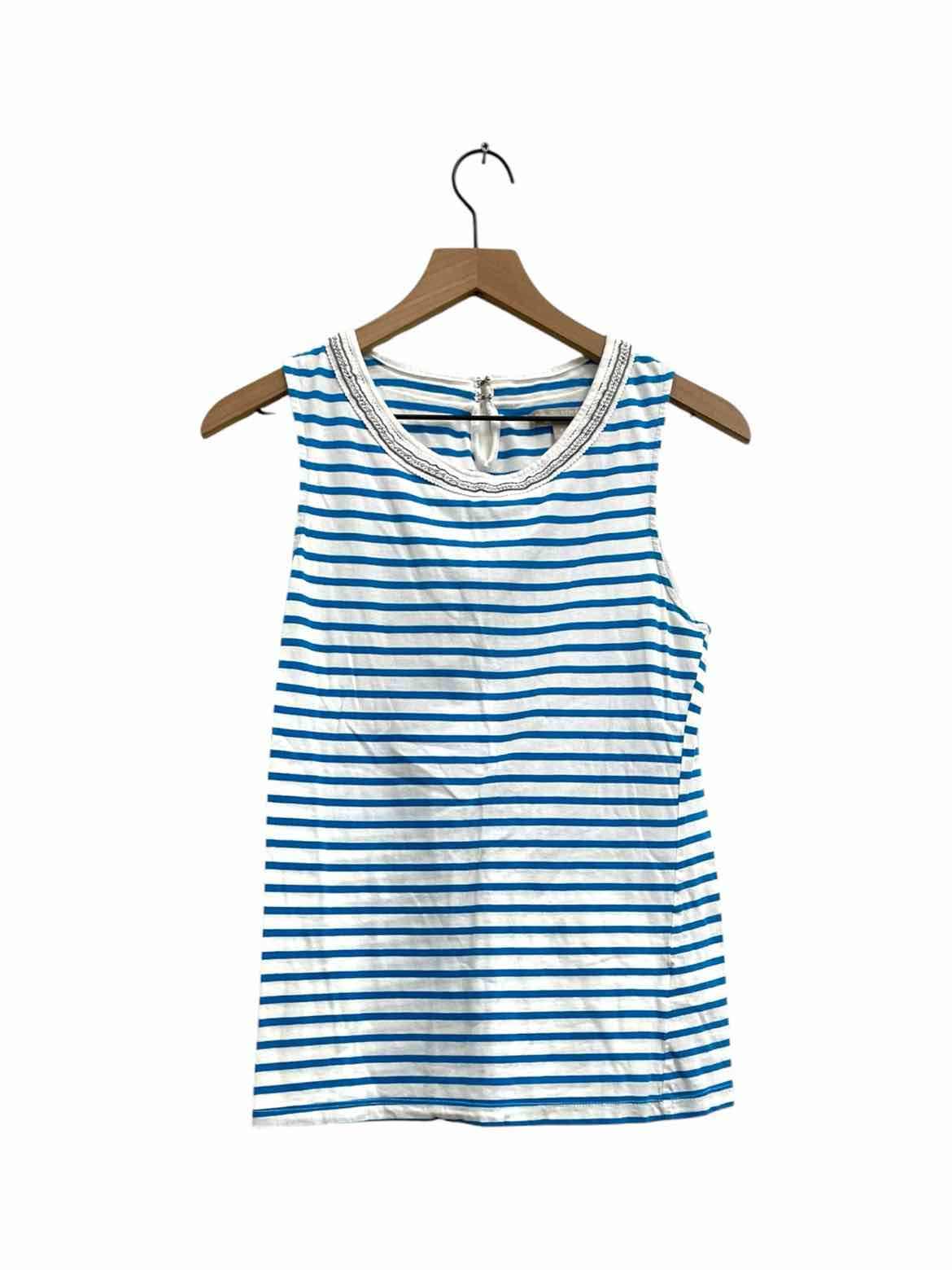 BANANA REPUBLIC women's blue white silver striped tanktop size S