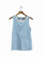 BANANA REPUBLIC women's blue white silver striped tanktop size S