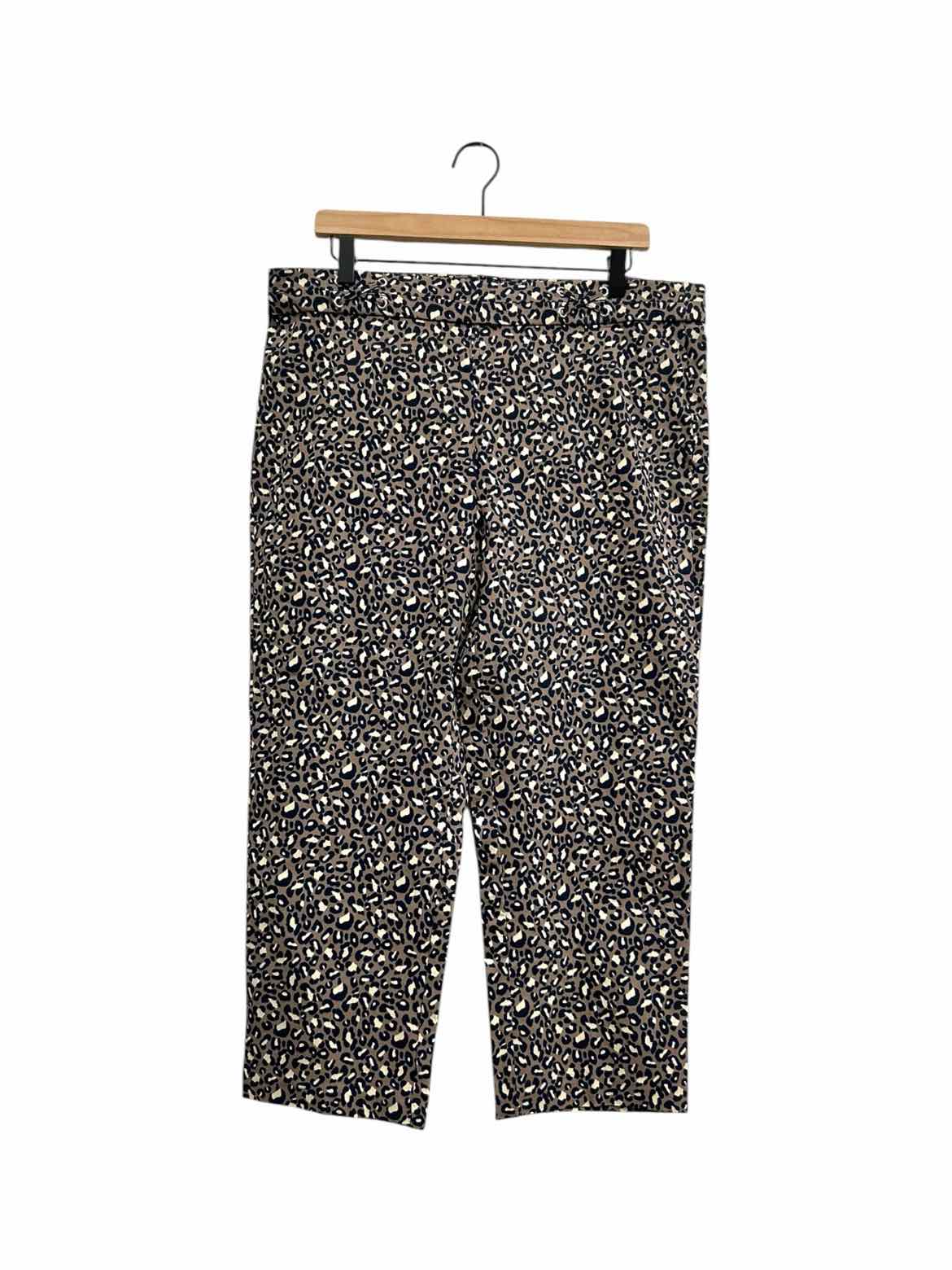 RAFAELLA women's size 16 animal print capris in brown, navy, and cream colors