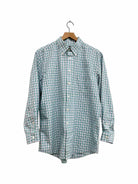 JOS. A. BANK aqua white blue plaid men's shirt size large