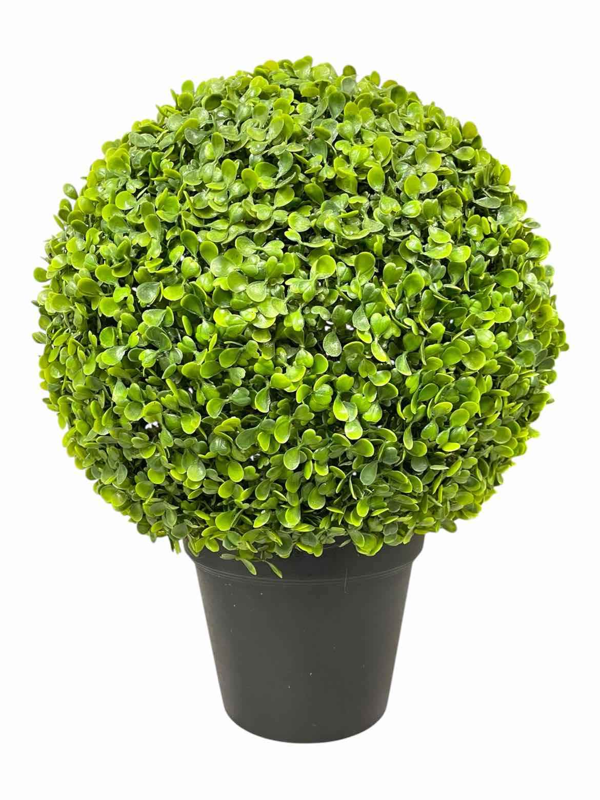 GRN/BLK plastic planter with small leaves ball, 18"H x 16"W, potted plant for in-store pickup